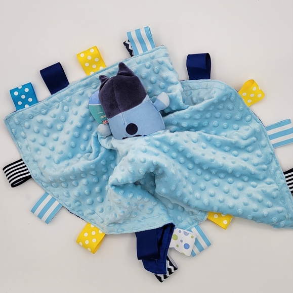 Handmade Lovey squishmallow Bluey Plush Security Blanket, double minky 21x21 - Picture 10 of 14
